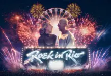 Cartaz oficial do Rock in Rio 2026 com line-up do festival, incluindo Foo Fighters, Elton John e Stray Kids.