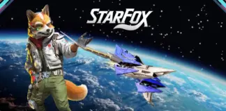 Fox McCloud enfrenta inimigos espaciais em combate aéreo em Star Fox no Nintendo Switch 2.