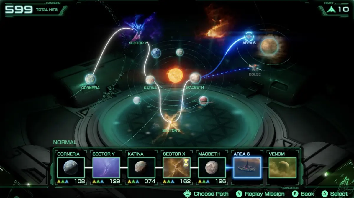 Cenário de Corneria em Star Fox Zero para Nintendo Switch 2 e os demais planetas