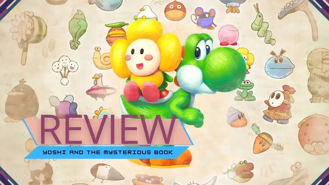 Yoshi explorando uma página do livro mágico Mr. Nigma em Yoshi and the Mysterious Book, para review do jogo