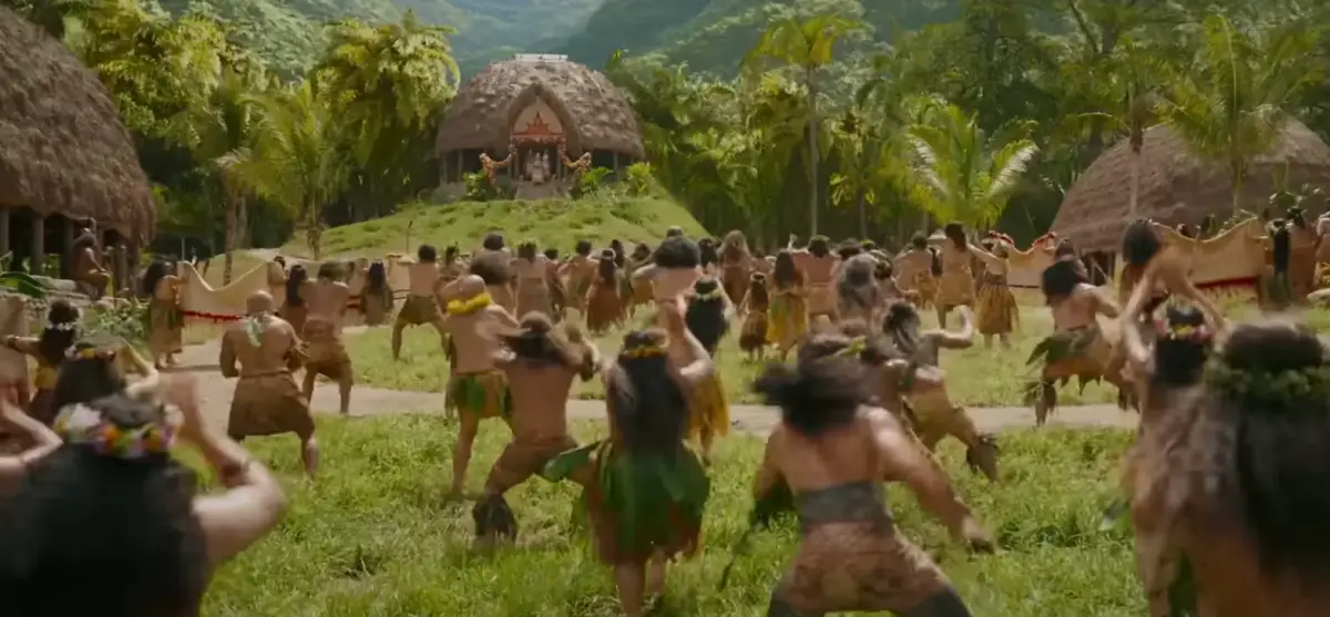 Crítica | Moana (2026) 4 Povo de Motunui é a ilha fictícia e o paraíso tropical no Pacífico Sul no filme Live-action de Moana (2026).