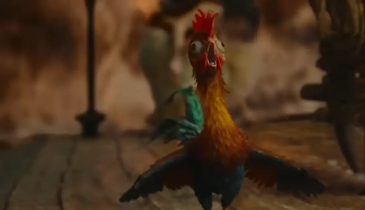 Crítica | Moana (2026) 1 Galo Hei Hei no live-action do filme Moana 2026.