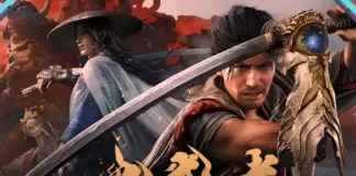 Arte promocional de Onimusha: Way of the Sword destacando o protagonista em combate.