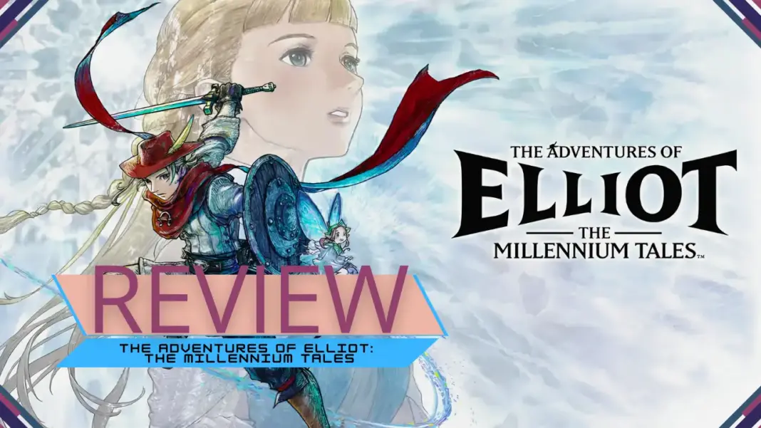 Elliot e a fada Faie explorando o mundo de The Adventures of Elliot: The Millennium Tales em arte oficial do RPG da Square Enix.