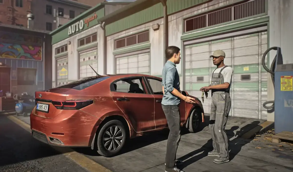 Rideshare “Stimulator” coloca jogadores na rotina de um motorista estilo Uber 3 Motorista realiza manutenção no veículo em Rideshare “Stimulator”.