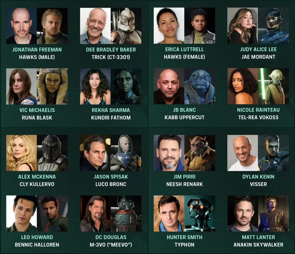 Star Wars Zero Company revela elenco de dublagem e painel na San Diego Comic-Con 1 Arte oficial de Star Wars Zero Company destacando os personagens principais do jogo.