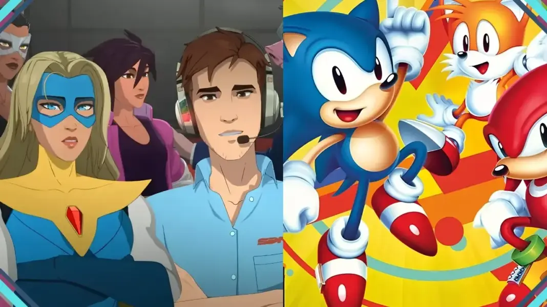 Arte promocional do Amazon Luna destacando Sonic Mania Plus, Dispatch e os jogos disponíveis para assinantes Prime em julho de 2026.