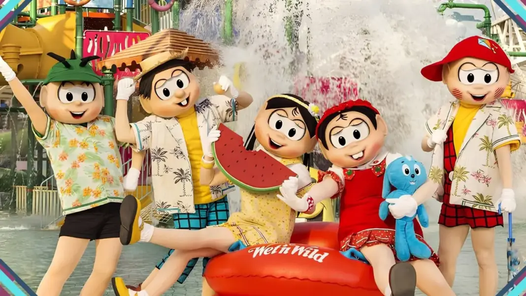 Entrada do Wet'n Wild durante a temporada Super Férias 2026 com atrações da Turma da Mônica