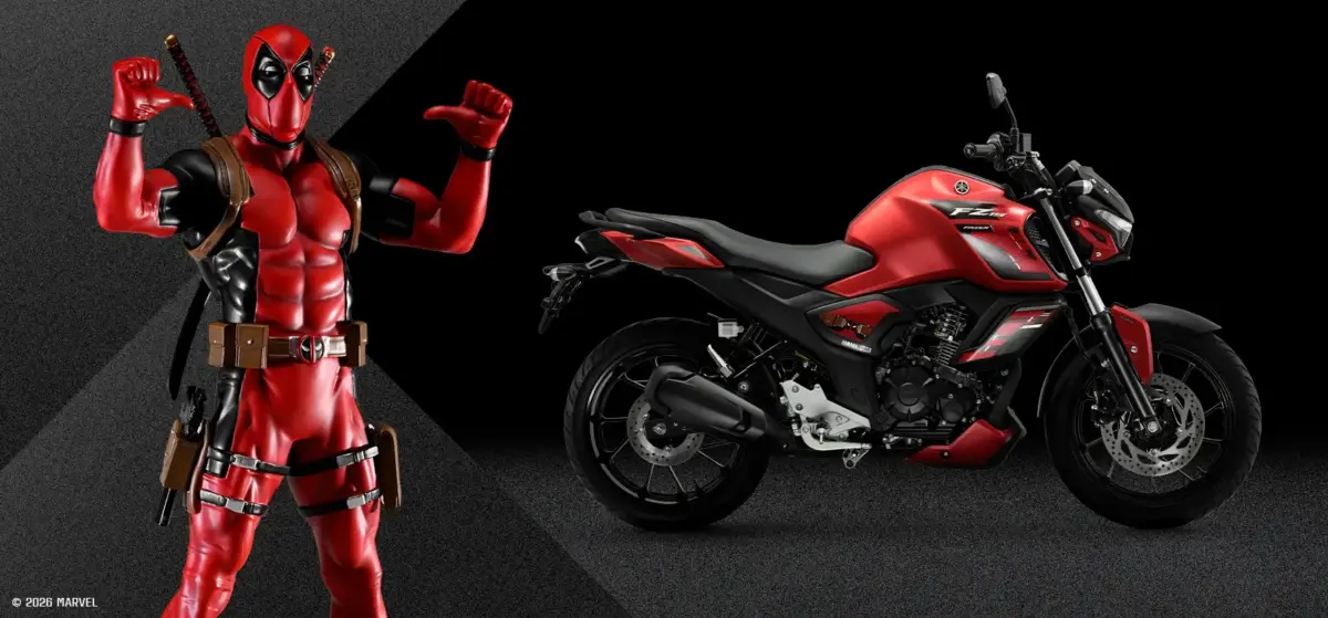 Yamaha leva motos inspiradas em Deadpool e Wolverine ao Festival do Japão 2026 2 Yamaha Fazer FZ15 ABS Connected Deadpool em exposição no Festival do Japão 2026.