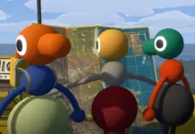 Grupo de jogadores explora uma ilha em Big Walk enquanto resolve quebra-cabeças cooperativos usando comunicação por voz.