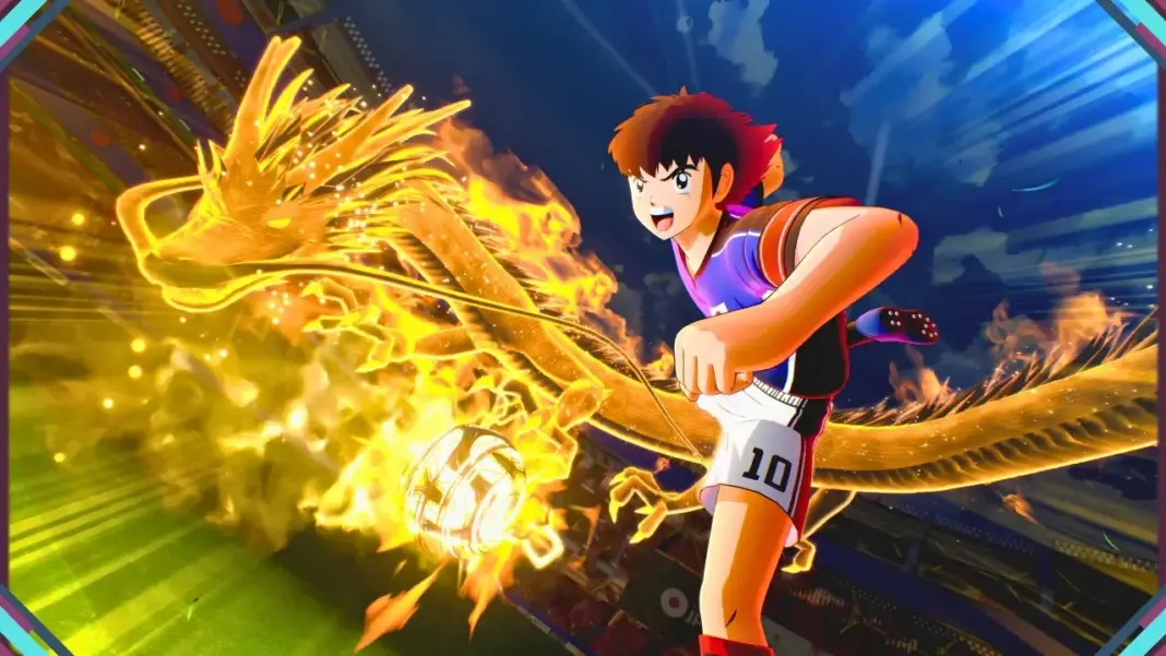 Captain Tsubasa II: World Fighters com Tsubasa em destaque durante uma partida de futebol