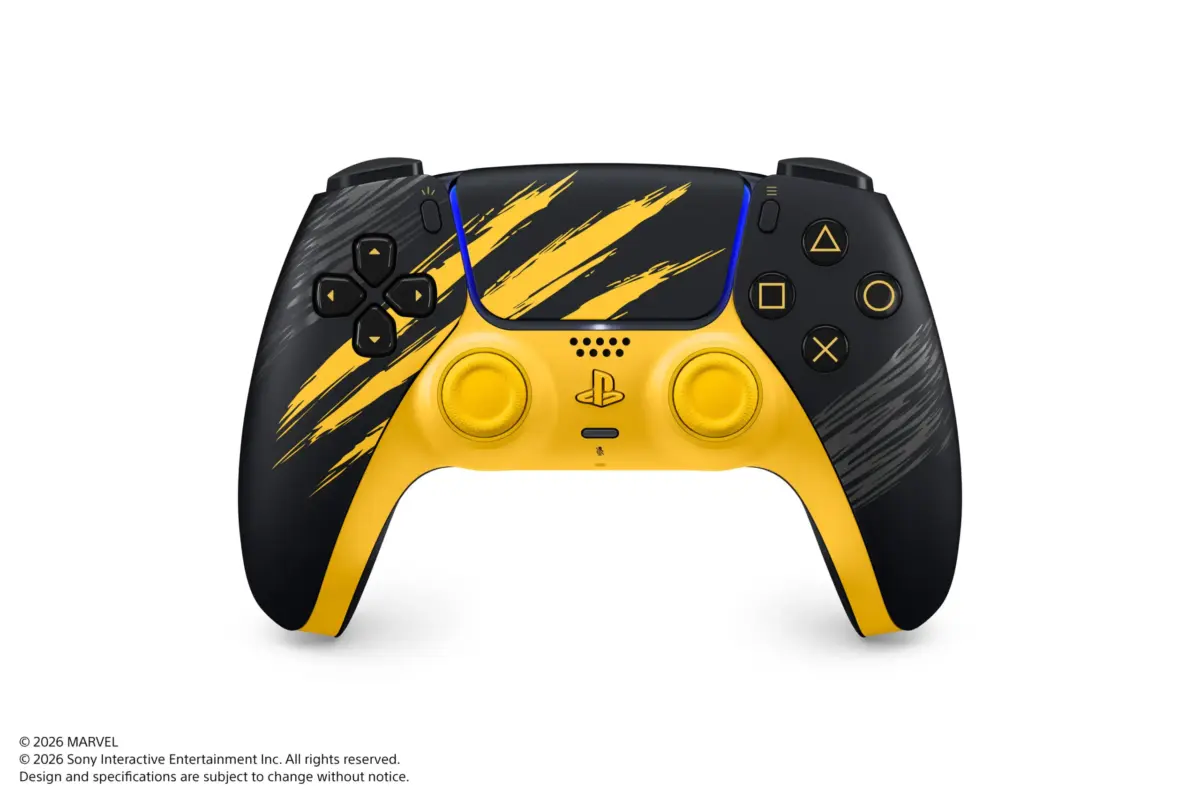 Controle DualSense amarelo de Marvel’s Wolverine