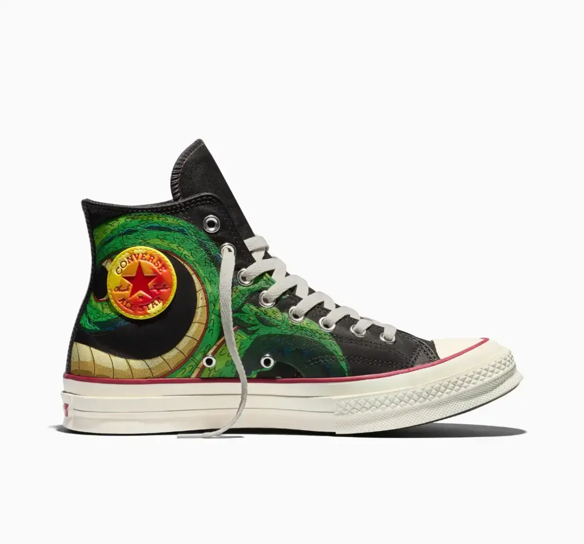 Converse x Dragon Ball Z chega ao Brasil com coleção inspirada em Goku, Vegeta e outros personagens 1 Converse X Dragon Ball Z Shenron Chuck 70 Couro Cano Alto Preto