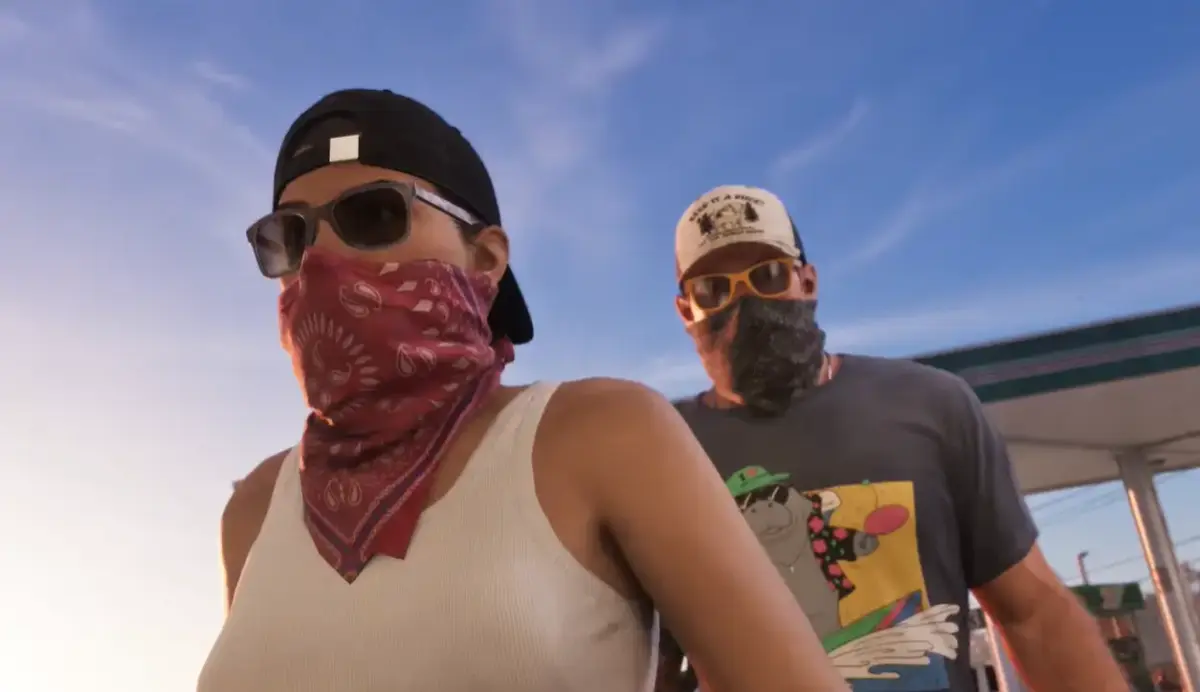 GTA 6: Quem será o traidor: Jason ou Lucia 3 Jason e Lucia em Vice City durante o trailer de GTA 6