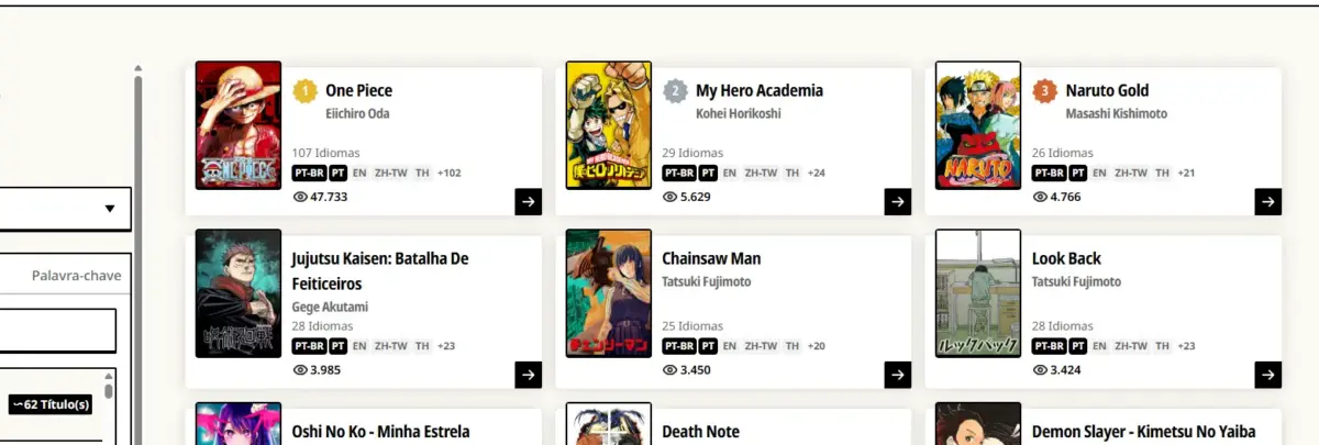 Manga Million nova plataforma com acesso gratuito da SHUEISHA 1 Página do MANGA MILLION mostra o mangá ONE PIECE disponível para leitura em português do Brasil.