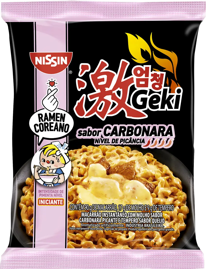Nissin lança novos Cup Noodles e linha Geki com sabores japoneses e coreanos 5 Geki Carbonara