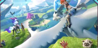 Arte oficial de Palworld Online mostrando personagens e Pals na versão MMORPG para dispositivos móveis.