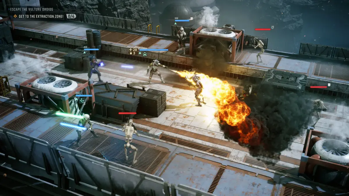 Combate por turnos de STAR WARS Zero Company em cenário de Star Wars