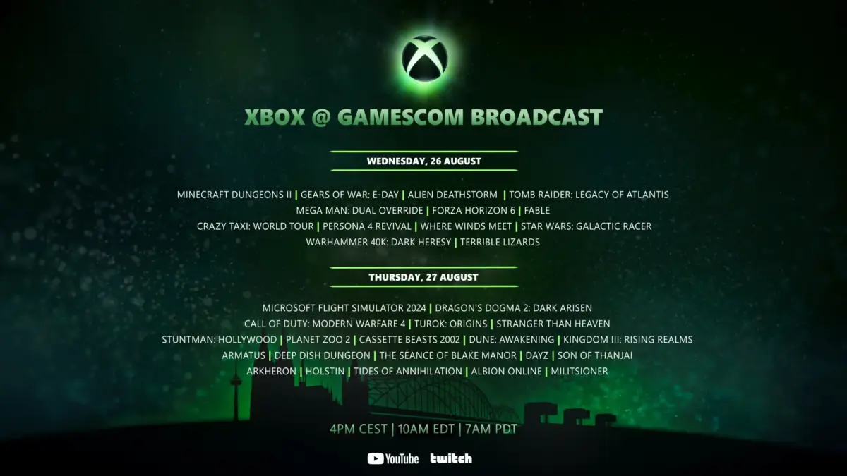Xbox revela jogos que estarão no gamescom Broadcast 2026 1 Lista de jogos confirmados no Xbox @ Gamescom Broadcast