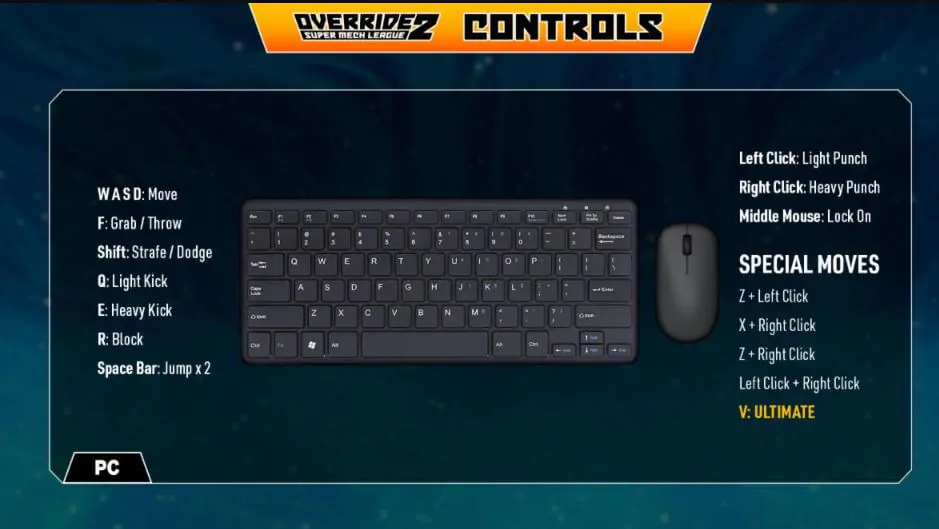 override2 teclado jogo