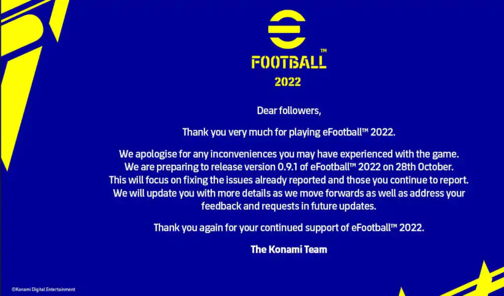 konami efootball 2021 bug info