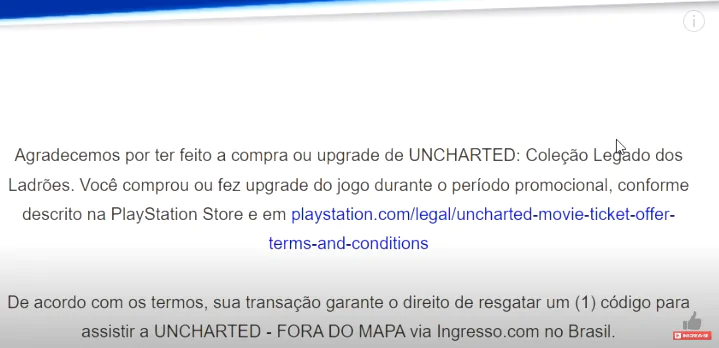 uncharted email ingresso