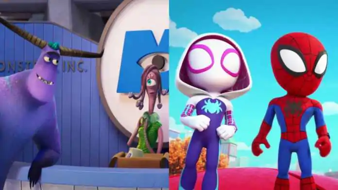 Disney séries animadas plus Spidey e Seus Amigos Espetaculares monstros no trabalho Tico e Teco: Vida no Parque