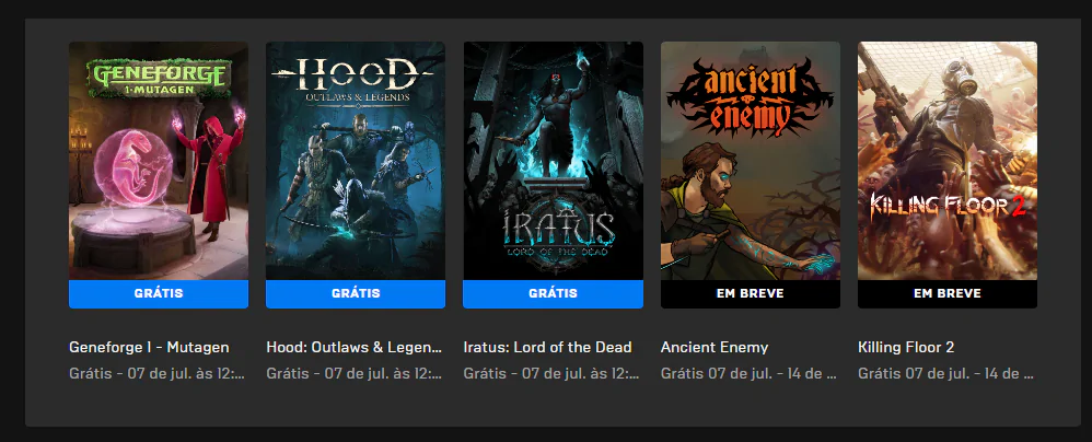 Epic Games Store: Jogos gratuitos já disponíveis nesta quinta (30)!