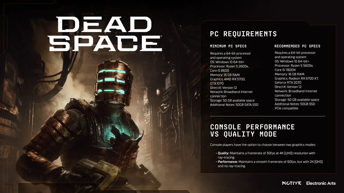 requisitos dead space remake pc