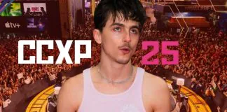 Ator Timothée Chalamet em painel da CCXP25, promovendo Marty Supreme; estreia da A24 e Diamond Films no festival em 5 de dezembro.